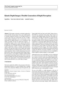 Kinetic Depth Images: Flexible Generation of Depth Perception