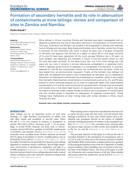 Formation of Secondary Hematite and Its Role in Attenuation of Contaminants at Mine Tailings: Review and Comparison of Sites in Zambia and Namibia