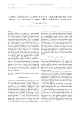 Calcium Antagonist Isradipine-Induced Calcium Influx Through Nonselective Cation Channels in Human Gingival Fibroblasts