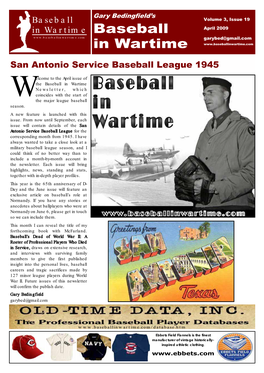 Volume 3, Issue 19 in Wartime Baseball April 2009 Garybed@Gmail.Com in Wartime