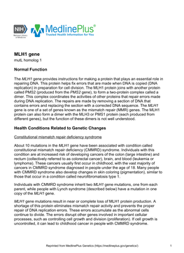 MLH1 Gene Mutl Homolog 1