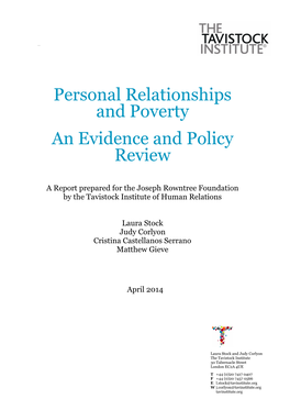 Personal Relationships and Poverty an Evidence and Policy Review