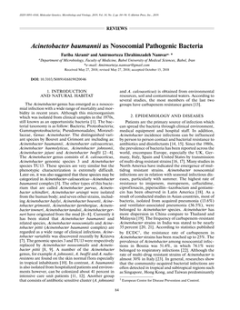 Acinetobacter Baumannii As Nosocomial Pathogenic Bacteria
