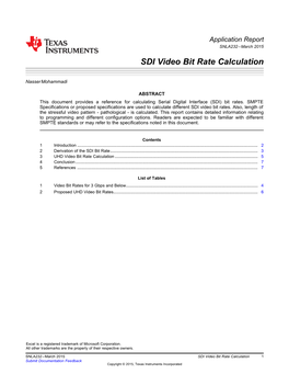 SDI Video Bit Rate Calculation