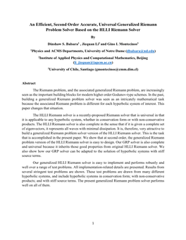 An Efficient, Second Order Accurate, Universal Generalized Riemann Problem Solver Based on the HLLI Riemann Solver by Dinshaw S