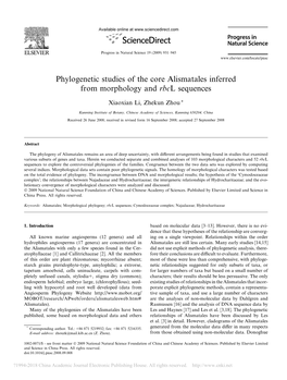 Phylogenetic Studies of the Core Alismatales Inferred from Morphology and Rbcl Sequences