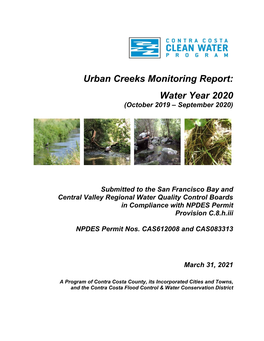Urban Creeks Monitoring Report: Water Year 2020 (October 2019 – September 2020)