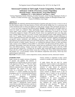 Viperidae) Moustafa Sarhan1, Ahmed Mostafa1, Serag Eldin Elbehiry3, Abdelbaset M