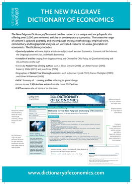The New Palgrave Dictionary of Economics
