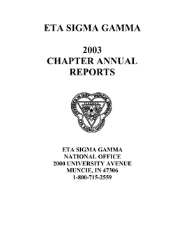 2003 Chapter Reports