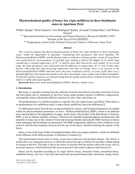 Apis Mellifera) in Three Bioclimatic Zones in Apurimac Perú