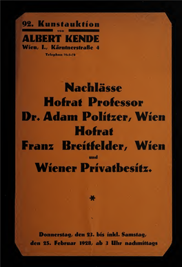 Nachlässe Hofrat Prof. Dr. Adam Politzer, Wien, Hofrat Franz