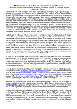 Methane Emissions Management in Russia: Gazprom Case Study (For MRV Session) Dr