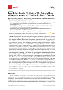 Food-Related Atrial Fibrillation? the Potential Role of Biogenic Amines in “Nutri-Arrhythmias” Genesis