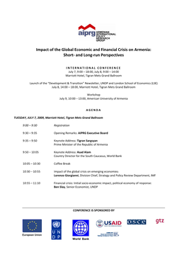 Impact of the Global Economic and Financial Crisis on Armenia: Short‐ and Long‐Run Perspectives