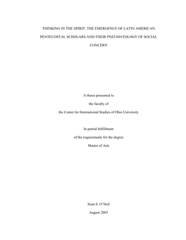 Thinking in the Spirit: the Emergence of Latin American