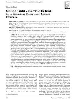 Strategic Habitat Conservation for Beach Mice: Estimating Management Scenario Eﬃciencies