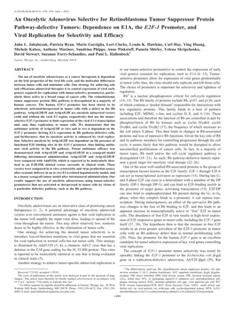 An Oncolytic Adenovirus Selective for Retinoblastoma Tumor Suppressor