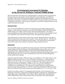 Stewart B. Mckinney NWR Recreational Hunting Plan Objectives Include