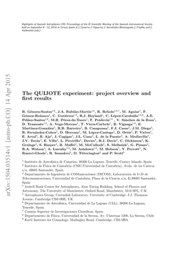 The QUIJOTE Experiment: Project Overview and First Results