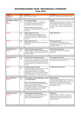 ITINERARY June 2012