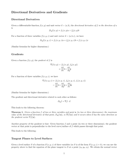 Directional Derivatives and Gradients