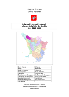 Principali Interventi Regionali a Favore Della Valle Del Serchio Anni 2015-2020