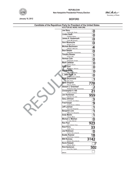 Republican Presidential Primary-January 10