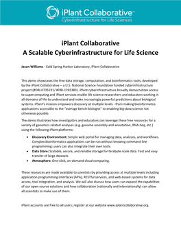 Iplant Collaborative a Scalable Cyberinfrastructure for Life Science