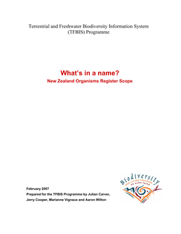 What's in a Name? New Zealand Organisms Register Scope