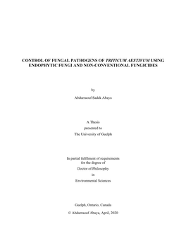 Control of Fungal Pathogens of Triticum Aestivum Using Endophytic Fungi and Non-Conventional Fungicides