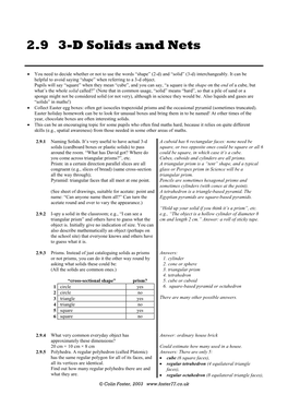 3-D Solids and Nets