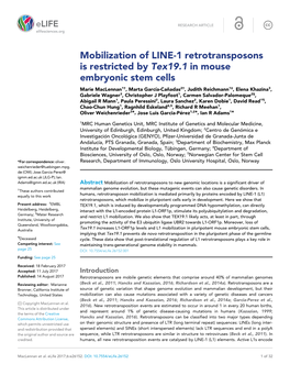 Mobilization of LINE-1 Retrotransposons Is Restricted By