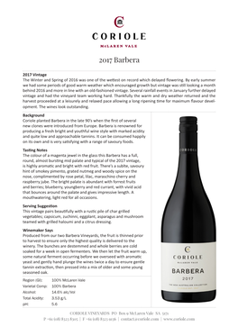 2017 Barbera