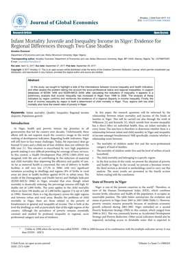 Infant Mortality Juvenile and Inequality Income in Niger: Evidence For