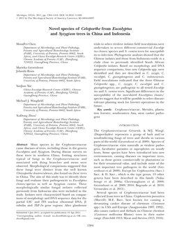 Novel Species of Celoporthe from Eucalyptus and Syzygium Trees in China and Indonesia