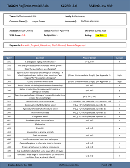 TAXON:Rafflesia Arnoldii R.Br. SCORE