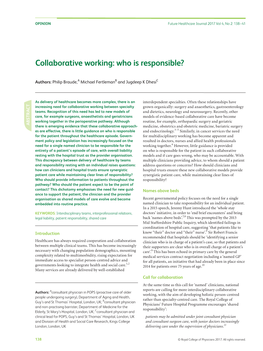 Collaborative Working: Who Is Responsible?