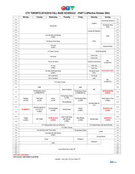 Ctv Toronto 2015/2016 Fall Base Schedule