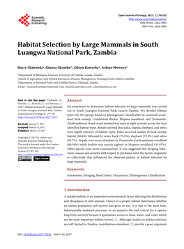 Habitat Selection by Large Mammals in South Luangwa National Park, Zambia