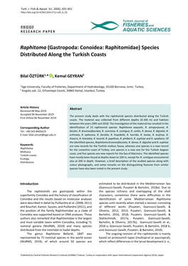 Species Distributed Along the Turkish Coasts