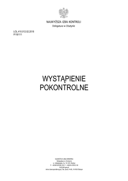 Wystąpienie Pokontrolne