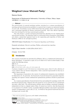 Weighted Linear Matroid Parity∗