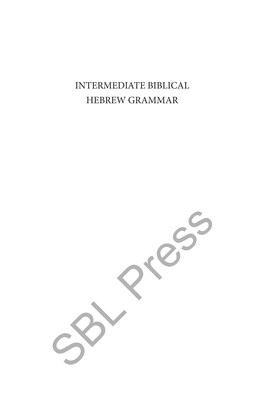 Intermediate Biblical Hebrew Grammar