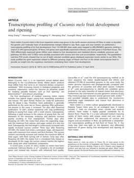 Transcriptome Profiling of Cucumis Melo Fruit Development and Ripening