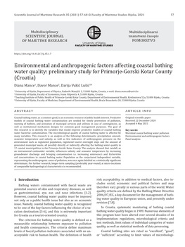 Environmental and Anthropogenic Factors Affecting Coastal Bathing