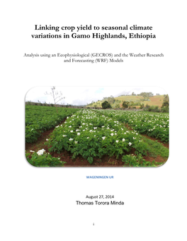 Linking Crop Yield to Seasonal Climate Variations in Gamo Highlands, Ethiopia
