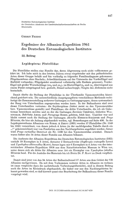 Ergebnisse Der Albanien-Expedition 1961 Des Deutschen Entomologischen Institutes