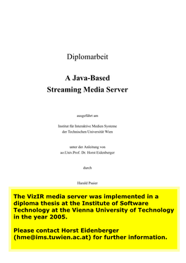 Diplomarbeit a Java-Based Streaming Media Server