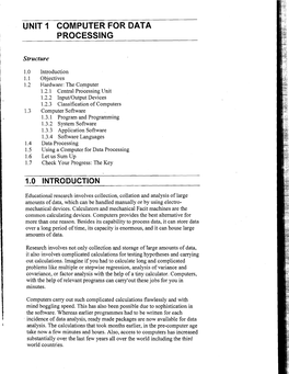 Unit I Computer for Data Processing